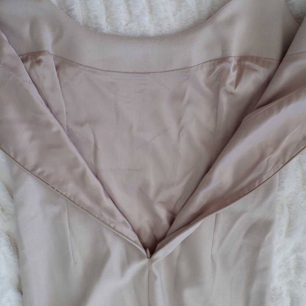 Dolce & Gabbana tan pencil wool sheath dress 46/M - Picture 10 of 11